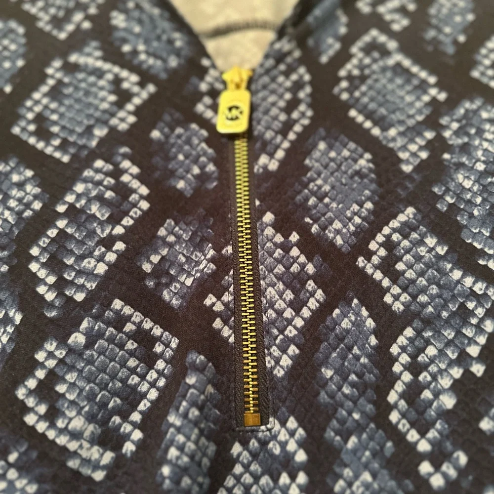 MICHAEL KORS | Snake Print Blue & Black 3/4 Sleeve Blouse | Size S - Picture 5 of 5